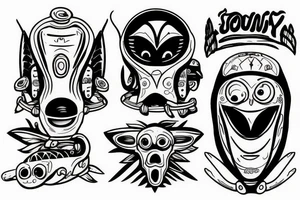 Funny alien scooter tattoo idea