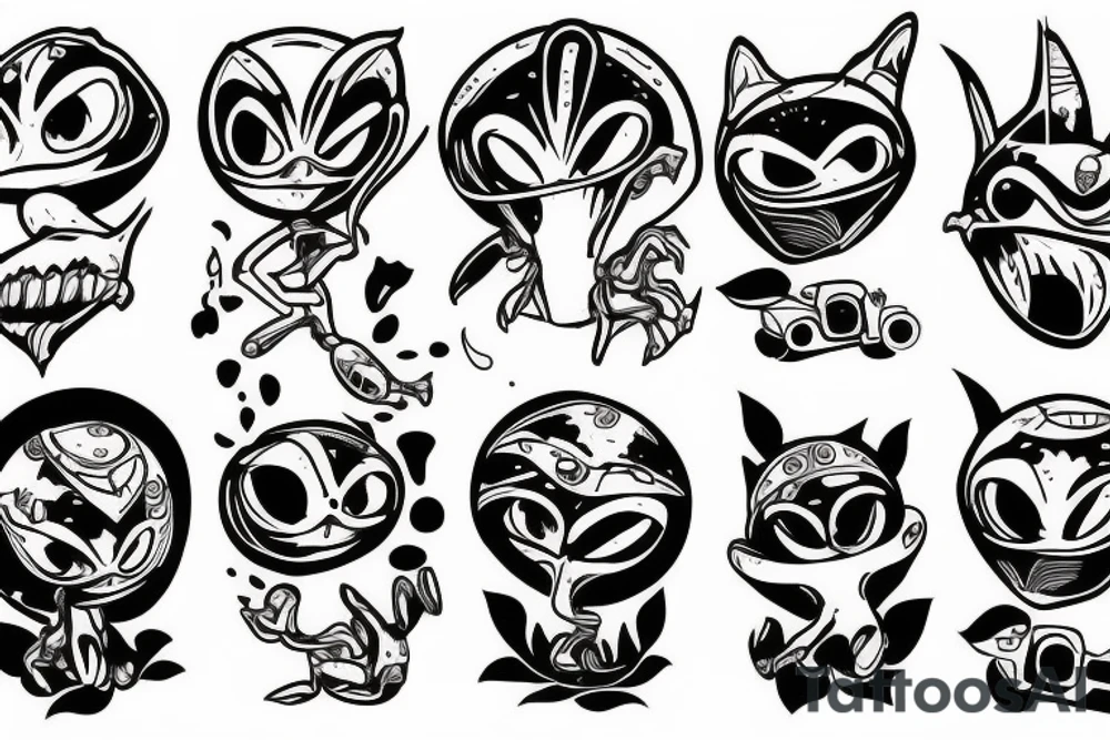 Funny alien scooter tattoo idea