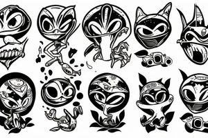 Funny alien scooter tattoo idea