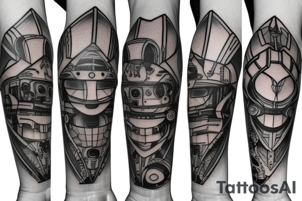 geometric robot tattoo idea
