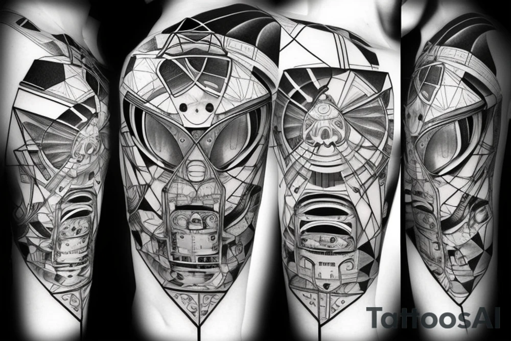 geometric robot tattoo idea