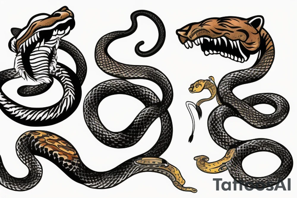 Tiger fighting a snake tattoo idea