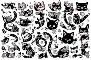 Cat with Japanese tattos tattoo idea