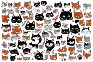 Cat with Japanese tattos tattoo idea