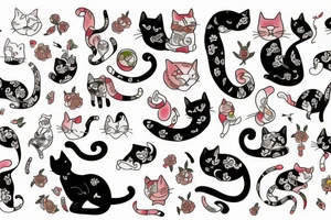 Cat with Japanese tattos tattoo idea