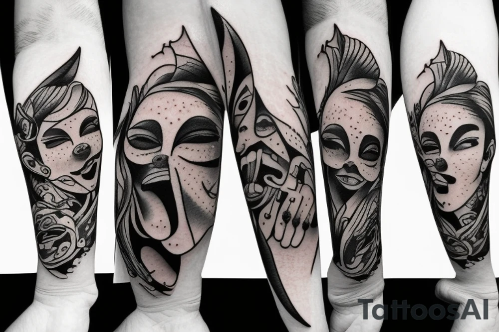 laughing crying faces tattoo idea