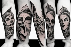 laughing crying faces tattoo idea