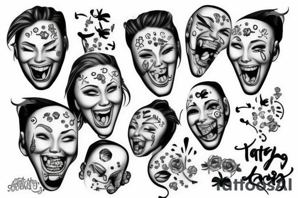 laughing crying faces tattoo idea