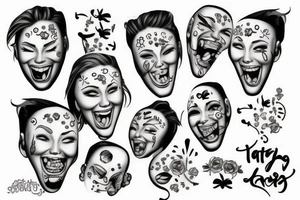 laughing crying faces tattoo idea