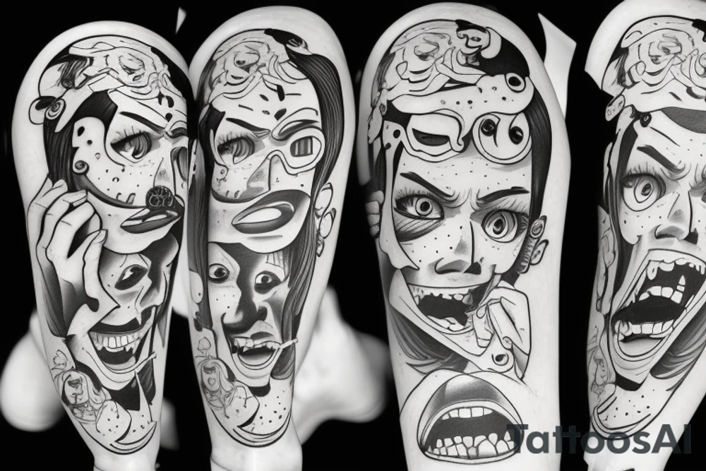 laughing crying faces tattoo idea
