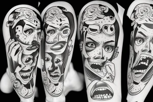 laughing crying faces tattoo idea