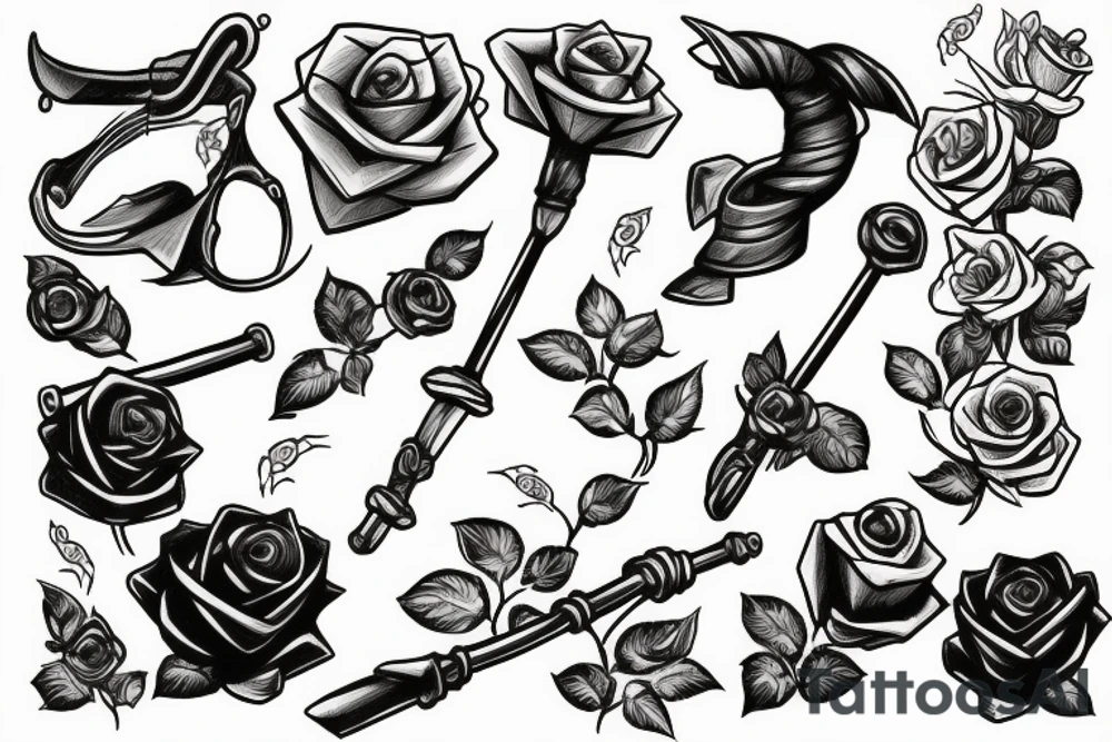 Sly Cooper's cane inside a rose tattoo idea