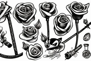 Sly Cooper's cane inside a rose tattoo idea
