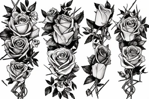 women placed on my forarm, holding a huge thorn rose that bends around to the other side of my arm tattoo idea