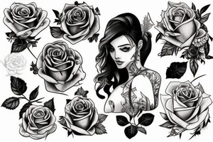 women placed on my forarm, holding a huge thorn rose that bends around to the other side of my arm tattoo idea