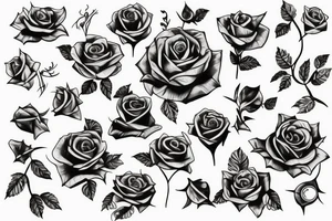 Women holding a huge thorn rose tattoo idea