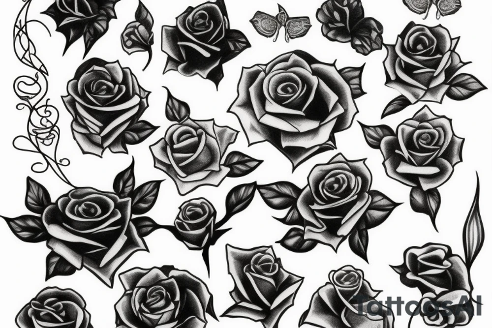 Women and thorn rose tattoo idea