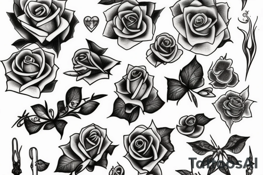 Women and thorn rose tattoo idea