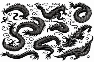 dragon on waves tattoo idea