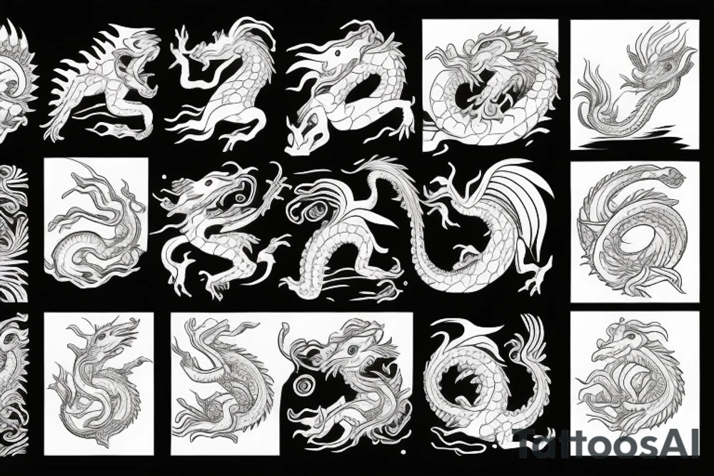 dragon on waves tattoo idea