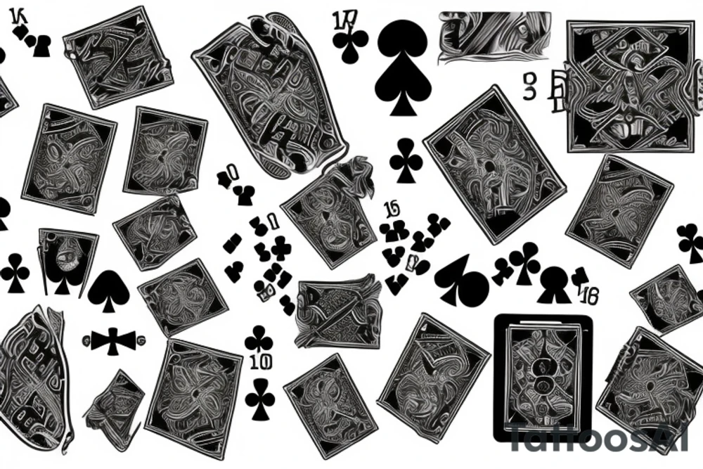 a bull, dice, playing cards, tattoo idea