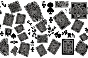 a bull, dice, playing cards, tattoo idea