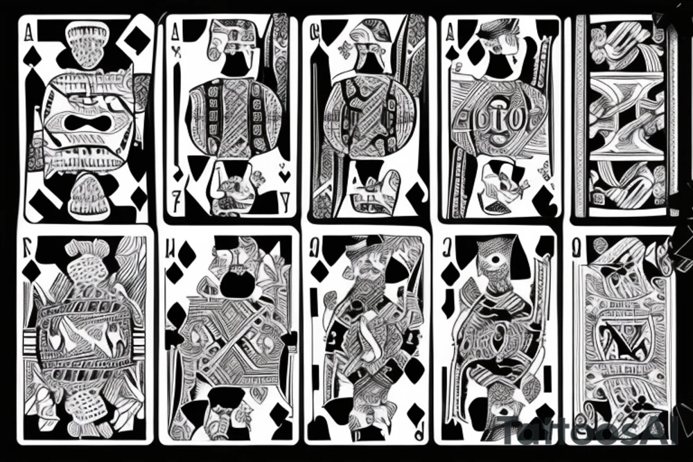 a bull, dice, playing cards, tattoo idea