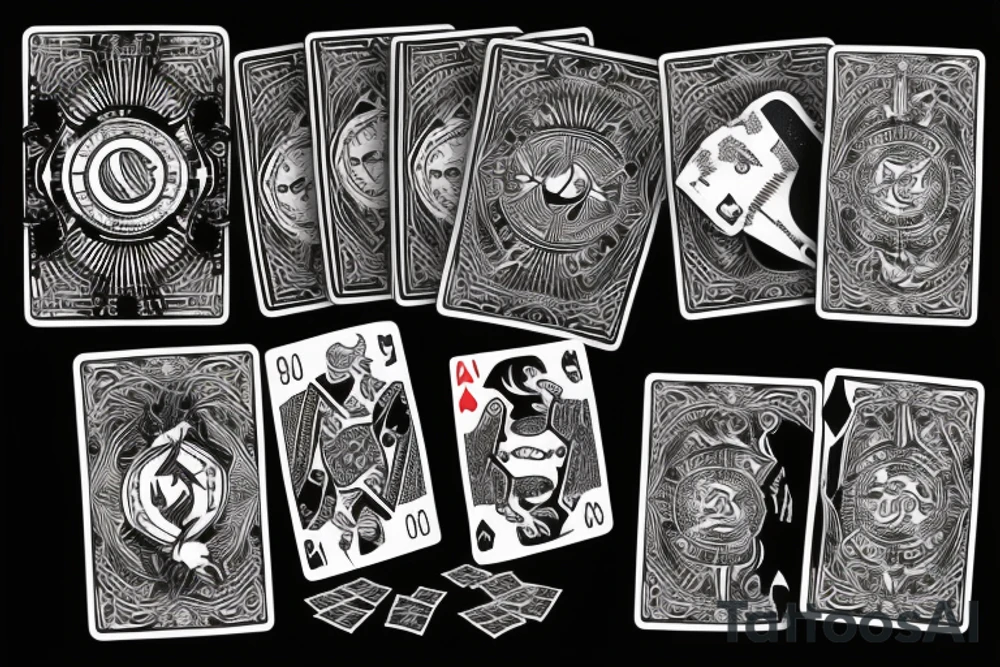 a bull, dice, playing cards, tattoo idea