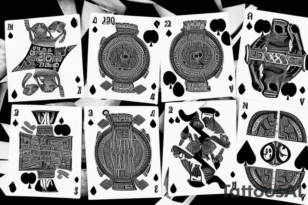 a bull, dice, playing cards, tattoo idea