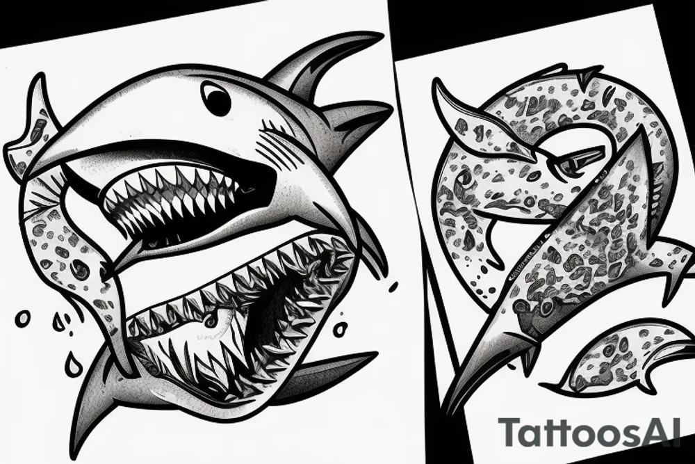 shark eating a bear tattoo idea