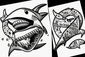 shark eating a bear tattoo idea