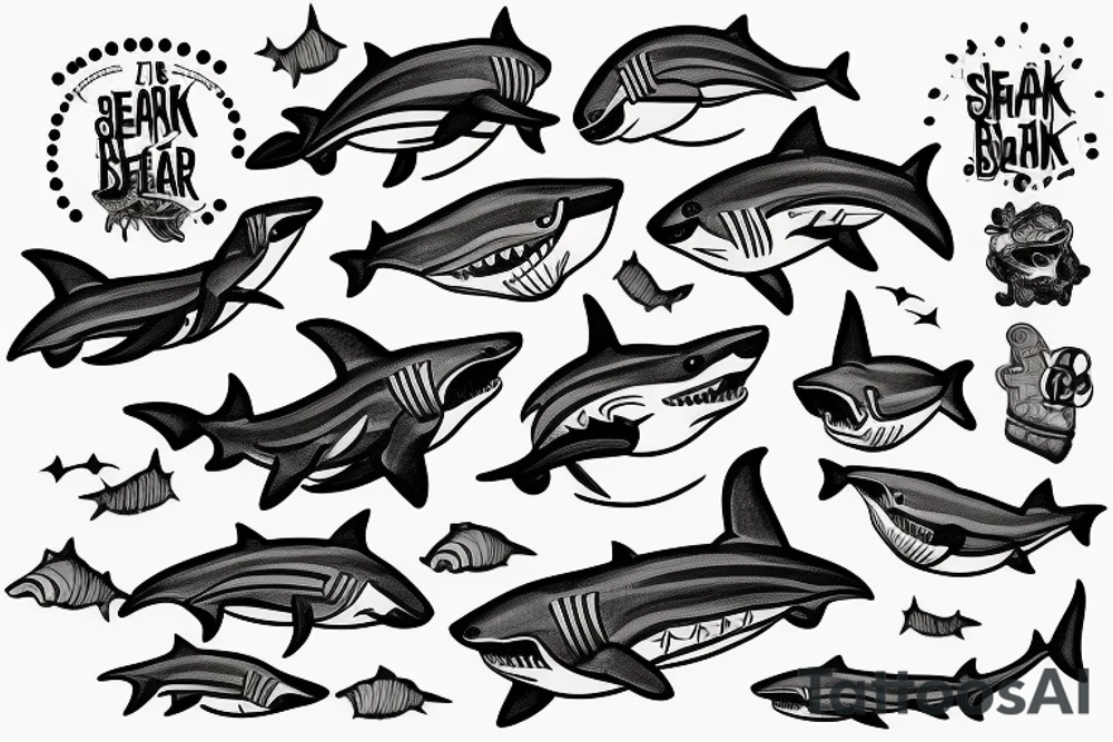 shark eating a bear tattoo idea