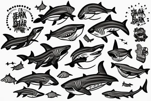 shark eating a bear tattoo idea