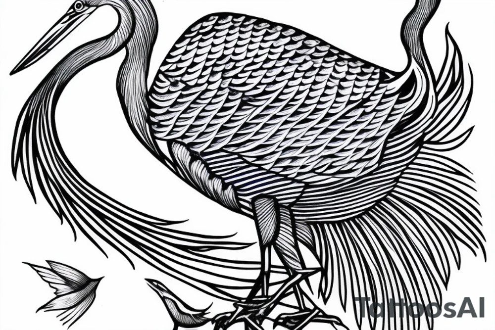 Blue heron holding fish tattoo idea