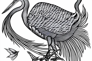 Blue heron holding fish tattoo idea