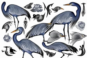 Blue heron holding fish tattoo idea