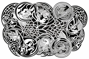 ying yang with mandala around and dragon on top and tiger on bottom tattoo idea