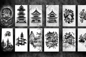 Old abandoned temple hidden in forest surrounded by nature tattoo idea