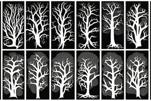 a tree line with the roots visible. Hidden in the trees and among the roots is cthuhlu tattoo idea