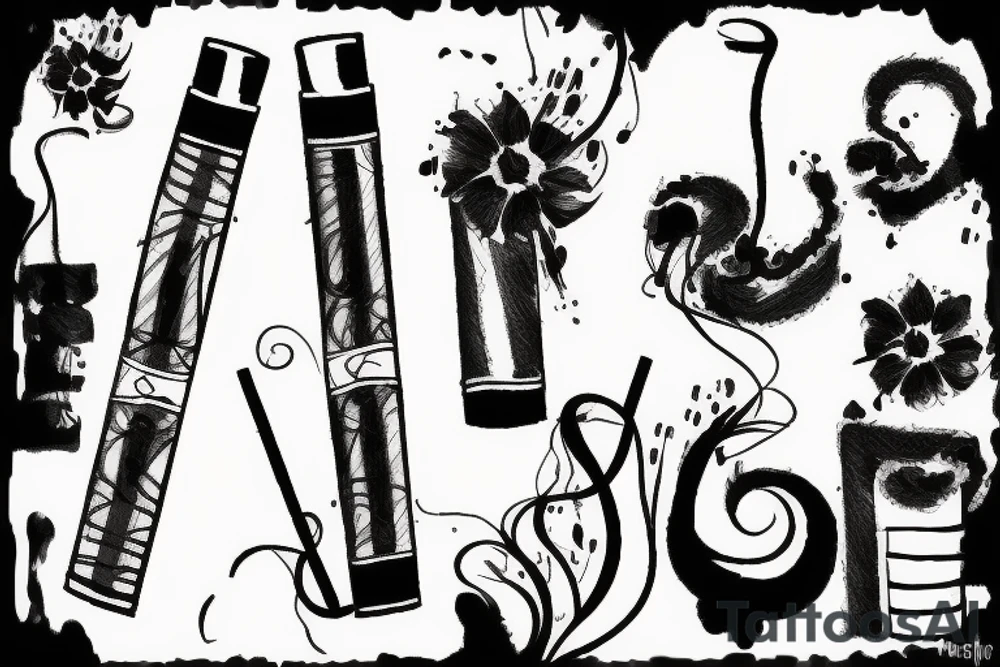 Two people sharing one cigarette tattoo idea
