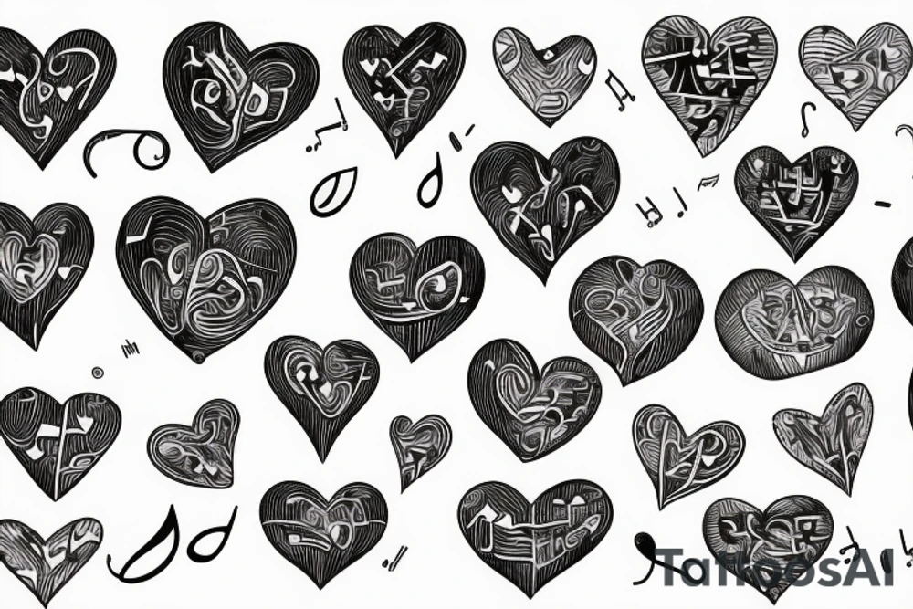 Music notes wrapping a heart with blood tattoo idea