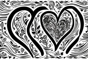 Music notes wrapping a heart with blood tattoo idea