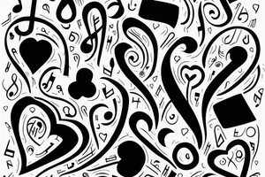 Music notes wrapping a heart with blood tattoo idea