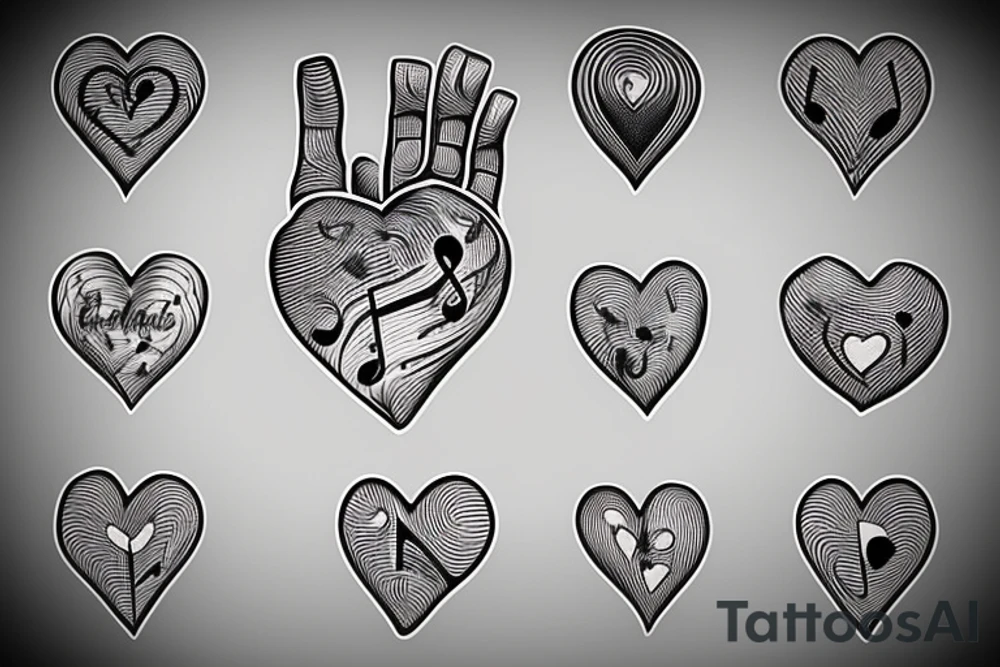 Music notes wrapping a heart with blood tattoo idea