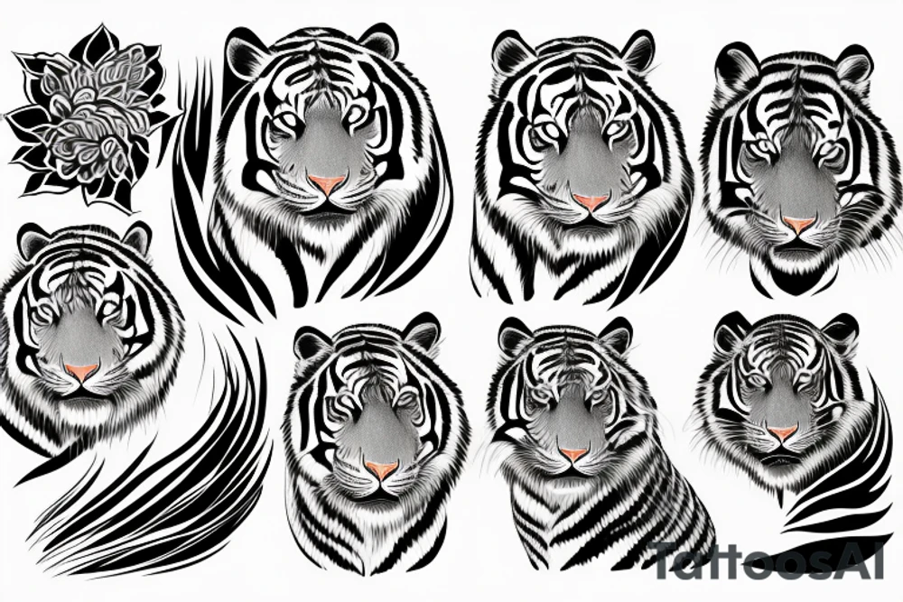 Siberian tiger with mugunghwa flowers tattoo idea