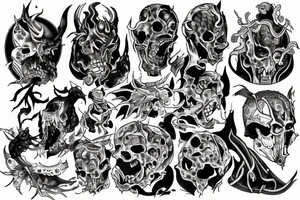 Knight pushing through the pain surrounded by the thoughts in his head in the form of demons holding it back tattoo idea