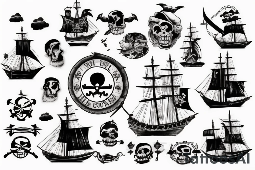 Pirate ship flying across the globe tattoo idea
