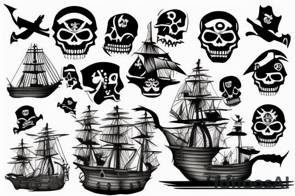 Pirate ship flying across the globe tattoo idea
