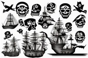 Pirate ship flying across the globe tattoo idea