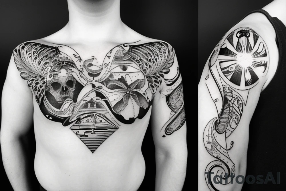 ship flying across the world tattoo idea